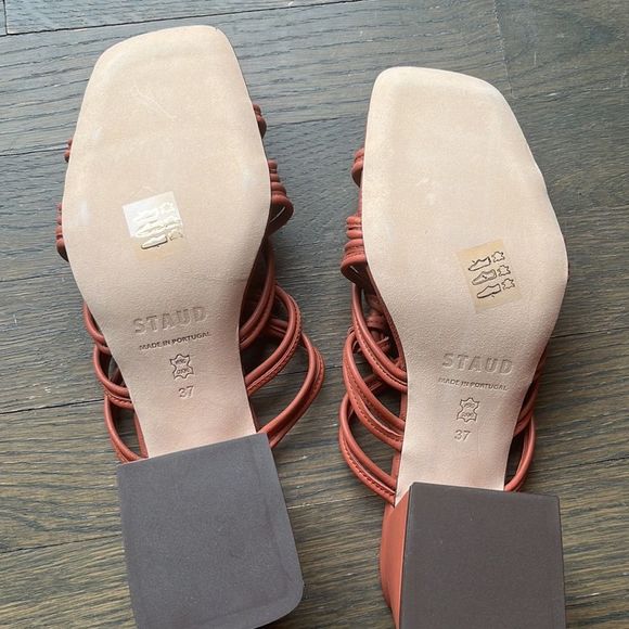 STAUD Adeline Knotted Leather Heels in Spice - Picture 6 of 6